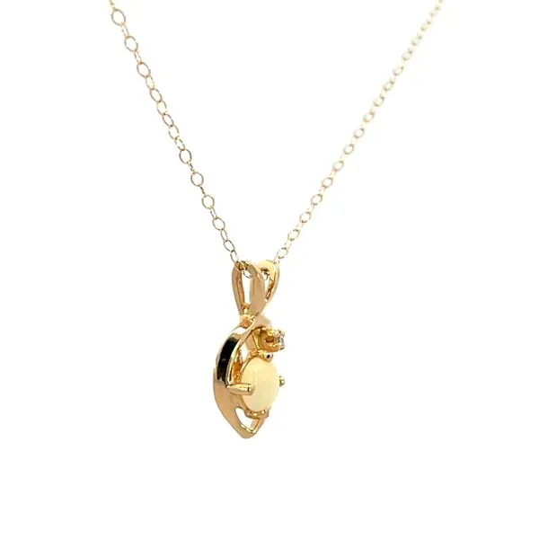 1/4CTW 14K Yellow Gold 5mm Round Natural Opal & Diamond accent Pendant Necklace 16'' Image 3 The Ring Austin Round Rock, TX