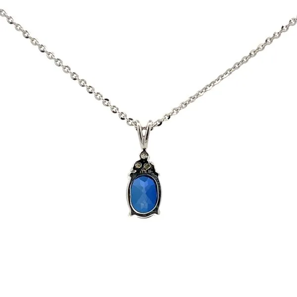 1 5/8CTW 14K WG LG Oval Blue Sapphire & Natural Diamond Cluster Pendant Necklace Image 2 The Ring Austin Round Rock, TX