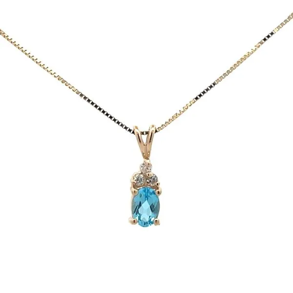 5/8CTW 14K YG Swiss Blue Topaz Oval Accented With Natural Diamond Rounds Pendant Necklace The Ring Austin Round Rock, TX