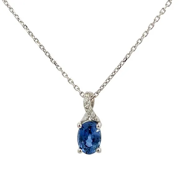 3/4CTW 14K WG Natural Oval Blue Sapphire AA & Diamond Pendant Necklace Image 2 The Ring Austin Round Rock, TX