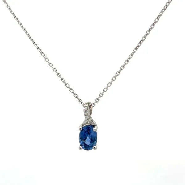 3/4CTW 14K WG Natural Oval Blue Sapphire AA & Diamond Pendant Necklace Image 5 The Ring Austin Round Rock, TX