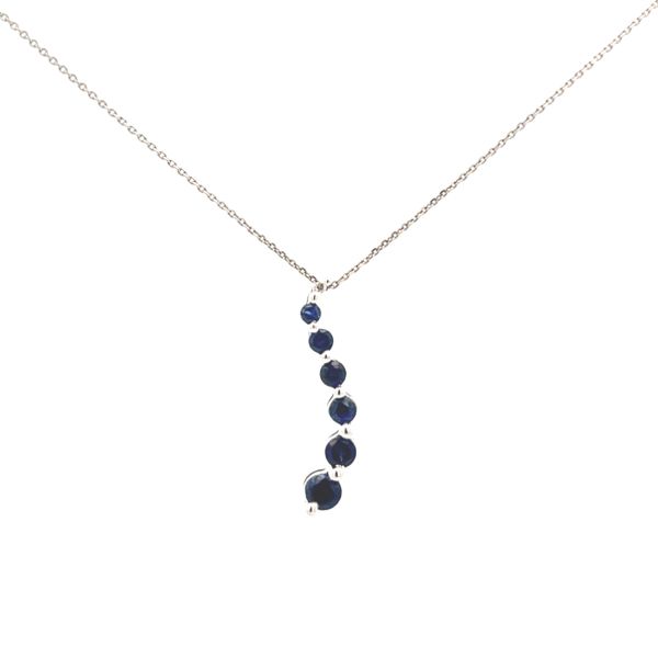 1/4CTW 10K WG LG Blue Sapphire Journey Pendant Necklace The Ring Austin Round Rock, TX