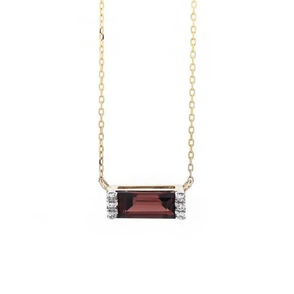 14K RG EastTo West Rhodolite Garnet With Accented Mined Diamonds Necklace The Ring Austin Round Rock, TX