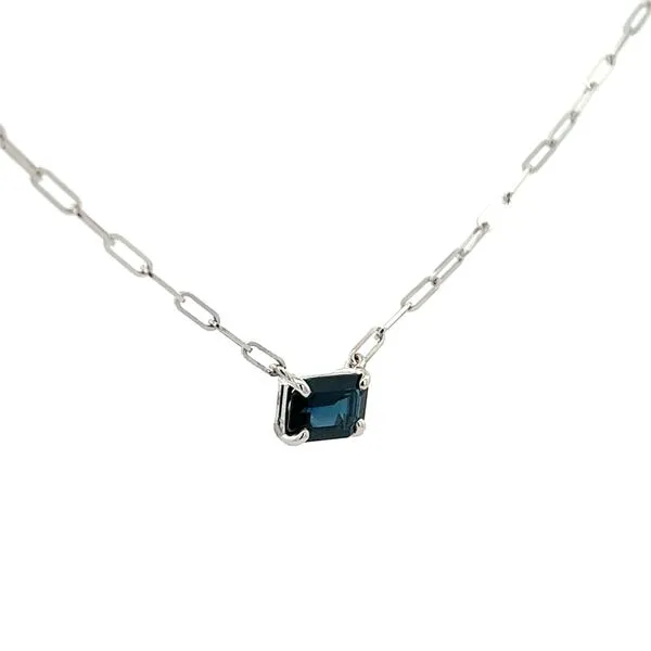 14K White Gold Blue Sapphire Emerald Cut 7x5mm Cut Paperclip Chain Image 3 The Ring Austin Round Rock, TX