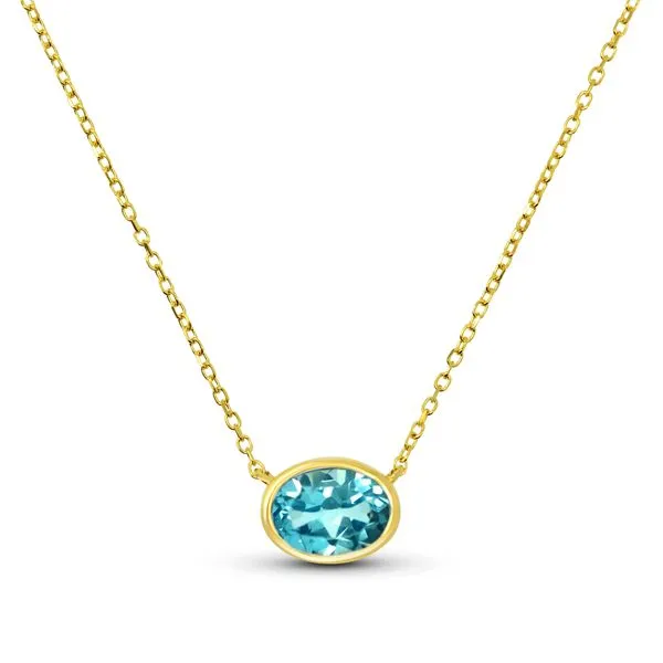 14K Yellow Gold London Blue topaz Oval Bezel Set Pendent Necklace Image 2 The Ring Austin Round Rock, TX