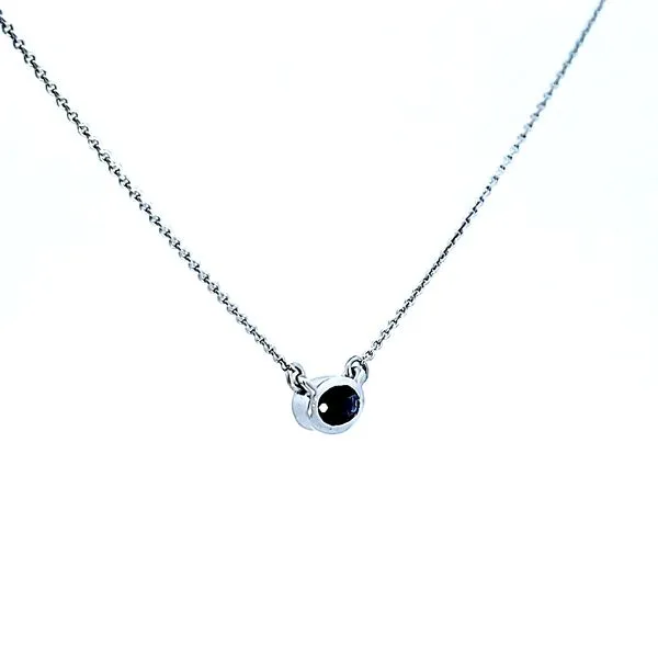 14K WG Natural Oval Blue Sapphire Bezel Set Necklace 5x3mm Image 2 The Ring Austin Round Rock, TX
