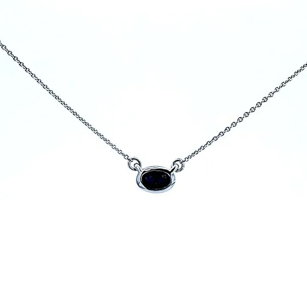 14K WG Natural Oval Blue Sapphire Bezel Set Necklace 5x3mm The Ring Austin Round Rock, TX