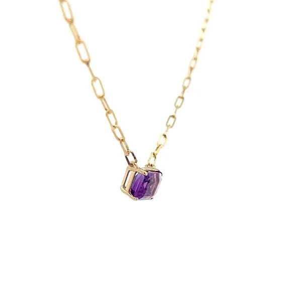 1 1/3CTW 14K YG Emerald Amethyst Stationary Pendant Set East To West On A Paperclip Necklace Image 3 The Ring Austin Round Rock, TX