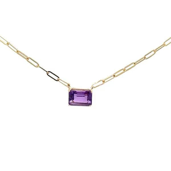 1 1/3CTW 14K YG Emerald Amethyst Stationary Pendant Set East To West On A Paperclip Necklace The Ring Austin Round Rock, TX