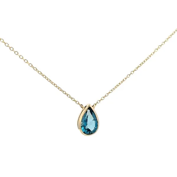 1.00CTW 14K YG London Blue Topaz Pear Shape Bezel Set Stationary Pendant Necklace Image 2 The Ring Austin Round Rock, TX