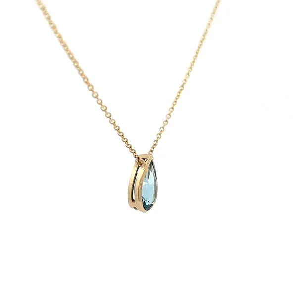 1.00CTW 14K YG London Blue Topaz Pear Shape Bezel Set Stationary Pendant Necklace Image 3 The Ring Austin Round Rock, TX