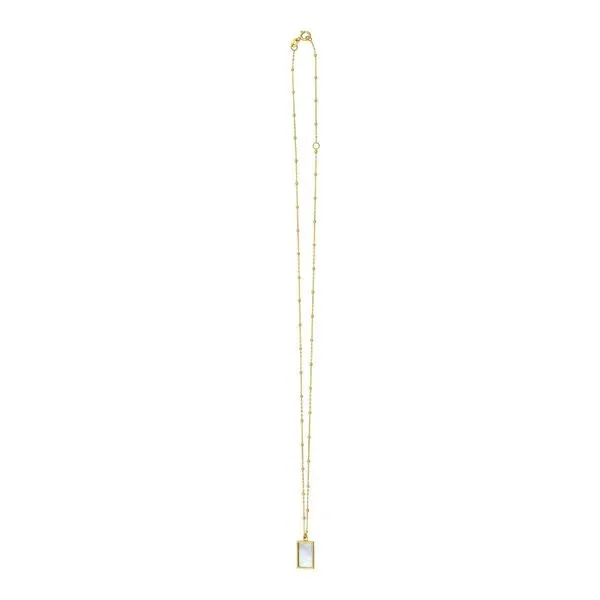 14K Yellow Gold Geometric Mother Of Pearl Gem with Spring Ring Clasp Necklace The Ring Austin Round Rock, TX