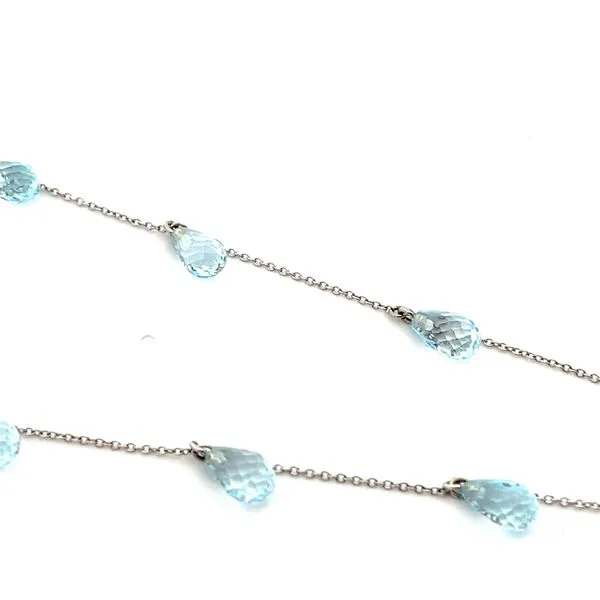 14K WG 13 Total Aquamarine Briolette Dangle Stationary Necklace Image 2 The Ring Austin Round Rock, TX
