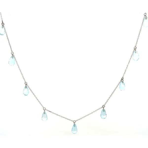14K WG 13 Total Aquamarine Briolette Dangle Stationary Necklace Image 3 The Ring Austin Round Rock, TX
