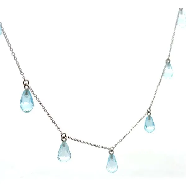 14K WG 13 Total Aquamarine Briolette Dangle Stationary Necklace Image 4 The Ring Austin Round Rock, TX