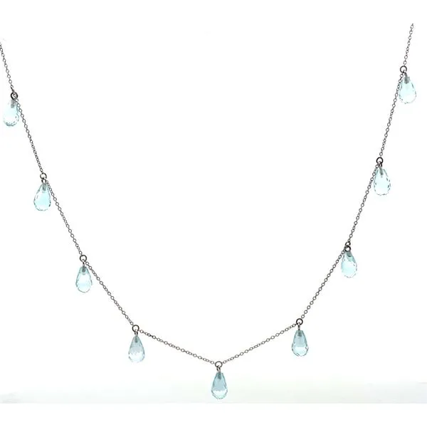 14K WG 13 Total Aquamarine Briolette Dangle Stationary Necklace The Ring Austin Round Rock, TX