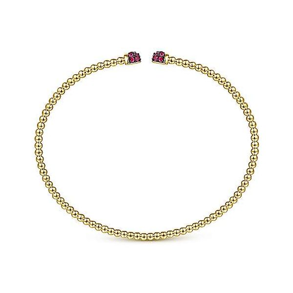 1/4CTW 14K YG Beaded Bangle with Natural Ruby Tips The Ring Austin Round Rock, TX