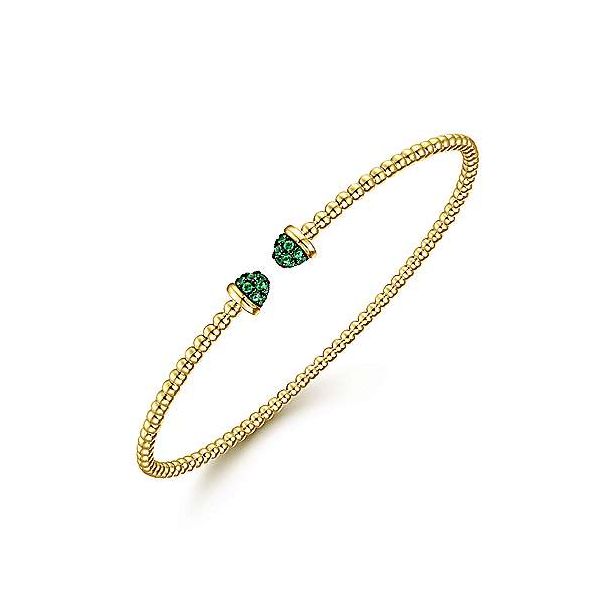14K YG Beaded Bangle with Natural Emerald Tips The Ring Austin Round Rock, TX