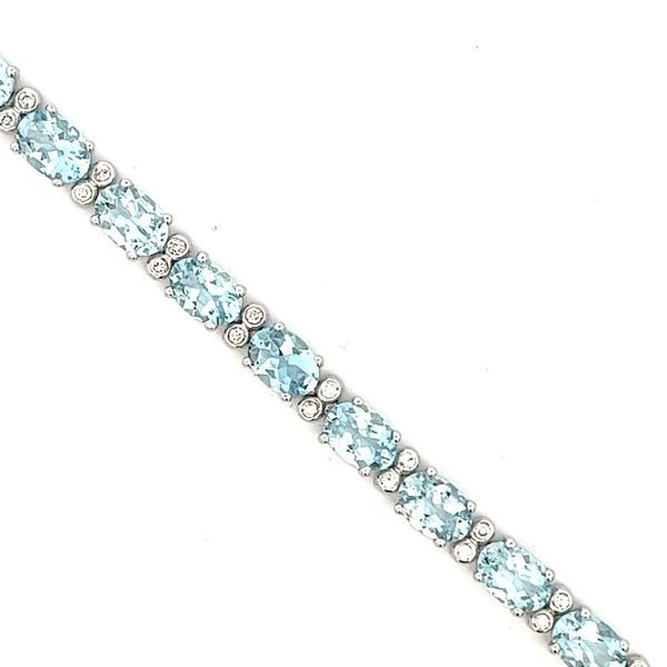 1/4CTW 14K WG Natural Aquamarine Bracelet With Mined diamonds Image 2 The Ring Austin Round Rock, TX