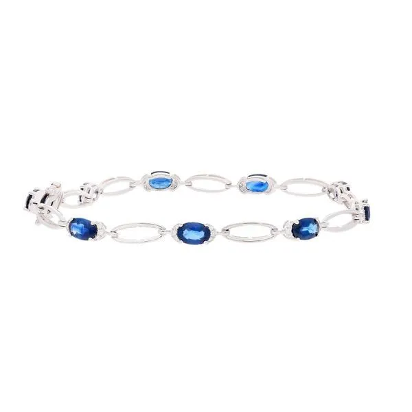 1/4CTW 14K WG Blue Sapphire Bracelet with Mined Diamonds The Ring Austin Round Rock, TX