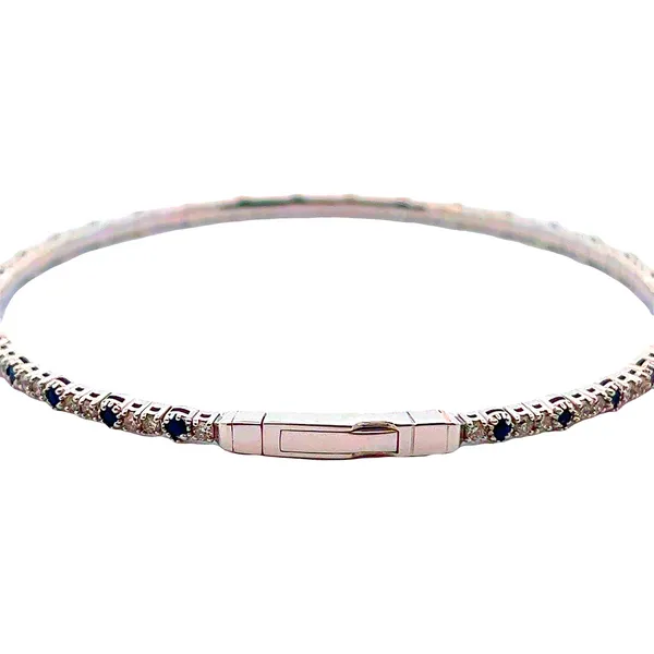 14K WG Blue Sapphire Mined diamond Full Bracelet Image 3 The Ring Austin Round Rock, TX