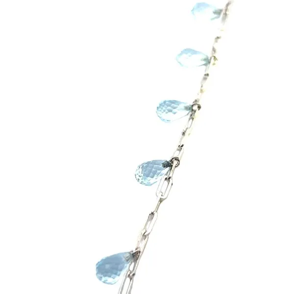 925 Sterling Silver Paper Clip Chain With 8x5mm 9 Polished Aquamarine AA  Briolette Dangles Image 2 The Ring Austin Round Rock, TX