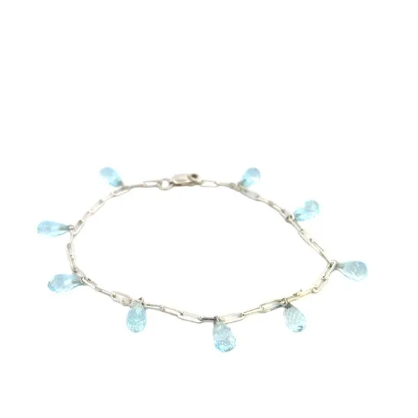 925 Sterling Silver Paper Clip Chain With 8x5mm 9 Polished Aquamarine AA  Briolette Dangles The Ring Austin Round Rock, TX