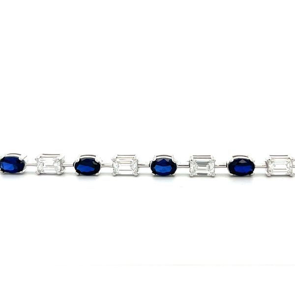 10 1/5CTW 14K WG LG Oval Blue Sapphire & Emerald Cut Diamond Alternating Tennis Bracelet The Ring Austin Round Rock, TX