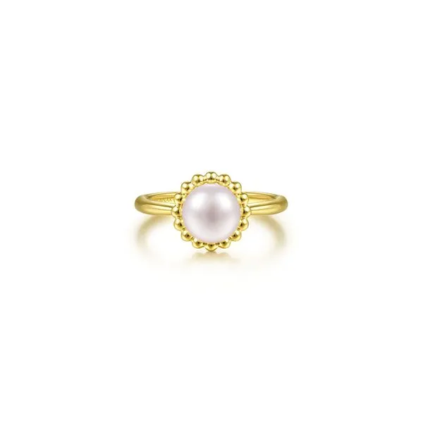 14KT YG Pearl Ring W/ Bujukan Beaded Halo The Ring Austin Round Rock, TX