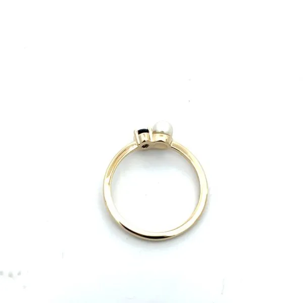 14K YG 2 Stone Lab Grown Blue Sapphire Oval 5x3mm Paired with a 4mm FWP Ring Image 4 The Ring Austin Round Rock, TX