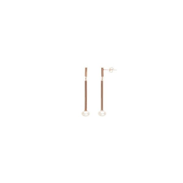 14K Rose Gold Stick Drop Earrings with Pearls The Ring Austin Round Rock, TX