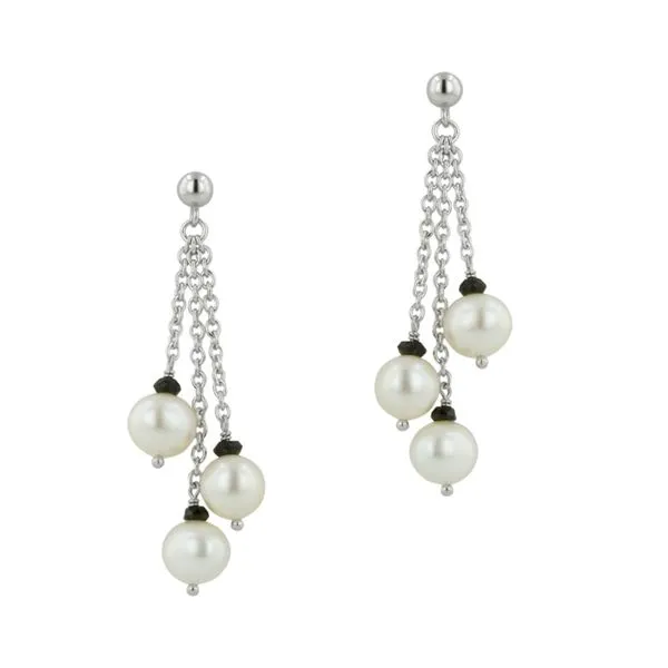 Pearl and Black Onyx Triple Drop Post Earrings The Ring Austin Round Rock, TX