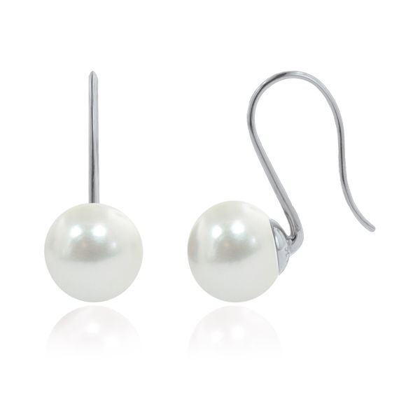 White Button Pearl Wire Hook Earrings The Ring Austin Round Rock, TX