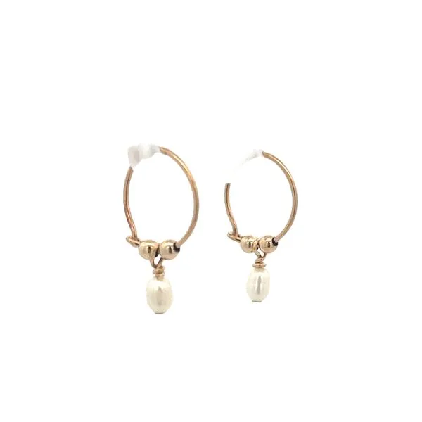 14K YG White Pearl Hoop Earrings 11mm The Ring Austin Round Rock, TX