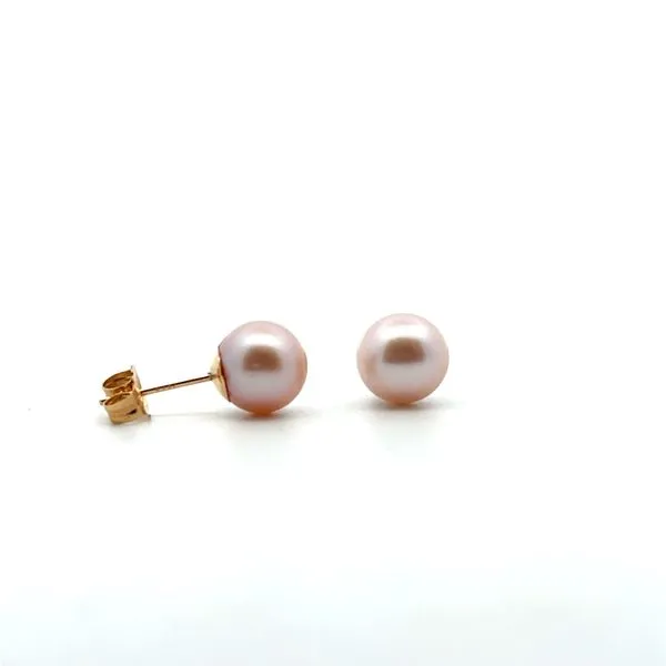 14K YG Pink Round 8mm FWP Stud Earrings Image 3 The Ring Austin Round Rock, TX