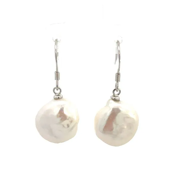 925 Sterling Silver White Baroque Pearl Dangle S-Hook Earrings The Ring Austin Round Rock, TX