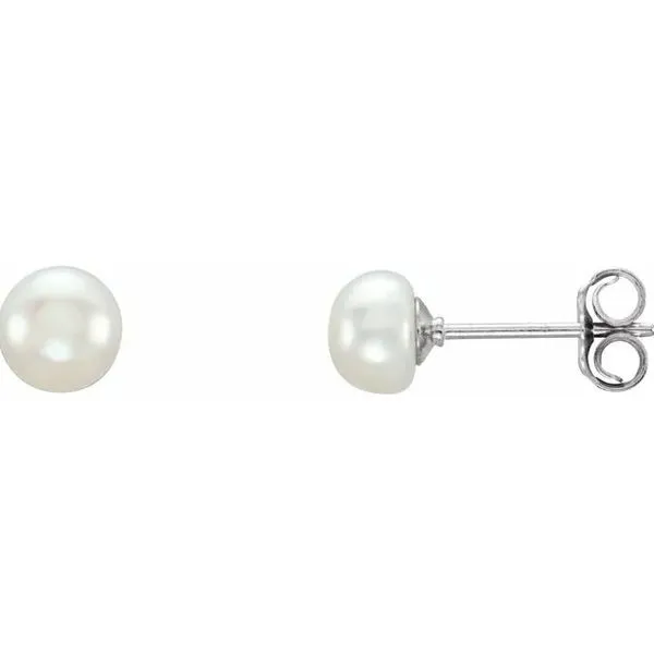 925 Sterling Silver 6.50mm Cultured FWP Friction Back Stud Earrings The Ring Austin Round Rock, TX