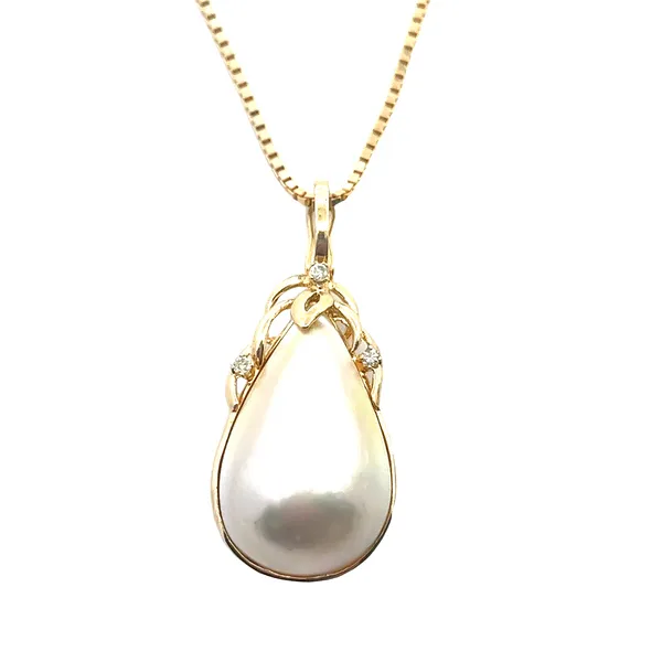 14K YG Pearl Teardrop Accented Diamond Pendant Necklace Image 2 The Ring Austin Round Rock, TX
