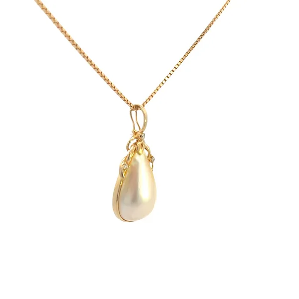 14K YG Pearl Teardrop Accented Diamond Pendant Necklace Image 3 The Ring Austin Round Rock, TX