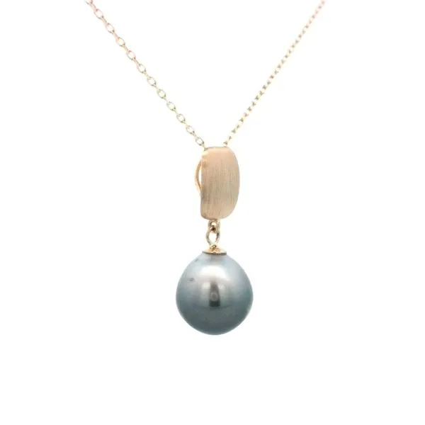 14K YG 9-10mm Tahitian Pearl Brushed Finished Dangle Pendant Necklace Image 2 The Ring Austin Round Rock, TX