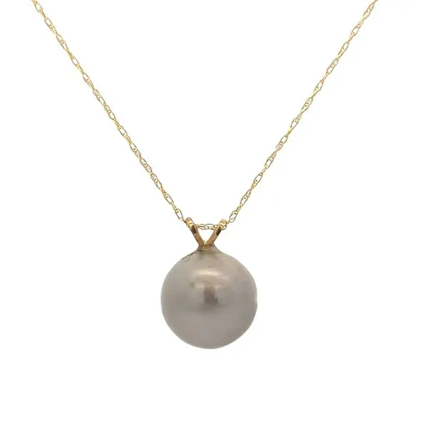 14K YG Grey FW Pearl Dangle Bail Pendant Necklace Image 2 The Ring Austin Round Rock, TX