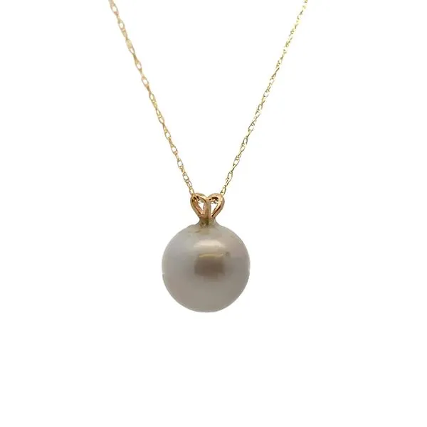 14K YG Grey FW Pearl Dangle Bail Pendant Necklace The Ring Austin Round Rock, TX