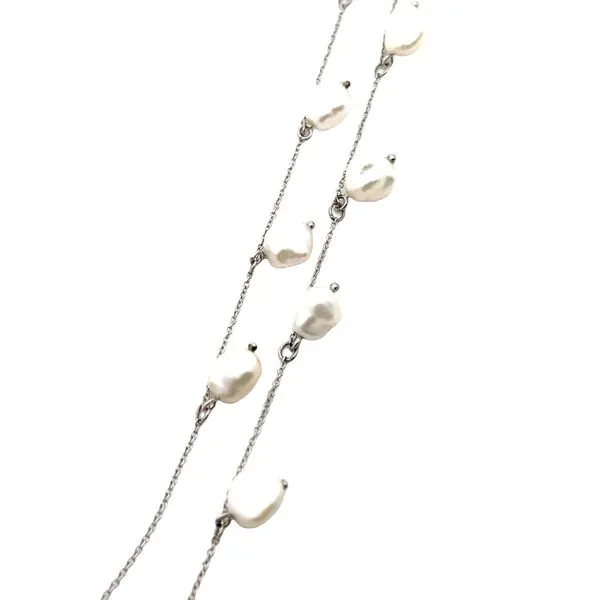 14K WG White Pearl Dangle Cable Chain Necklace18'' Image 2 The Ring Austin Round Rock, TX