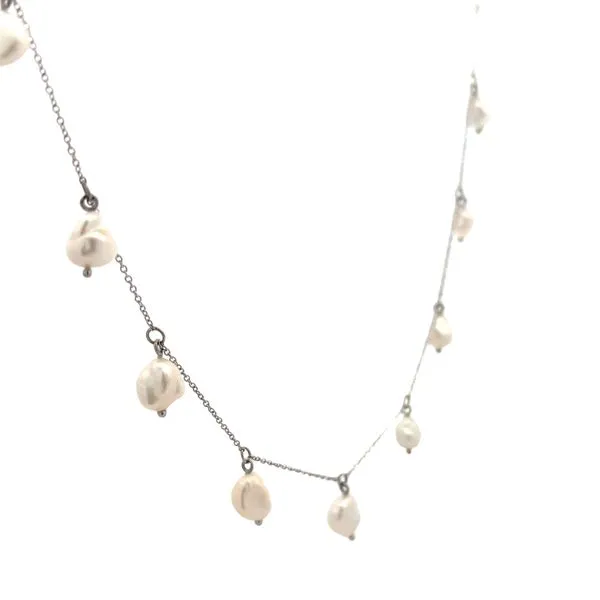 14K WG White Pearl Dangle Cable Chain Necklace18'' Image 4 The Ring Austin Round Rock, TX