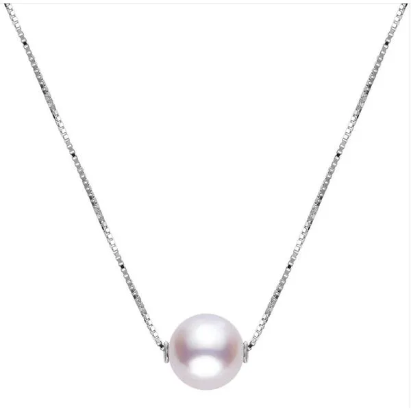 14K WG 7-7.50mm Akoya Pearl Slide Pendant Solid Box Chain Necklace The Ring Austin Round Rock, TX