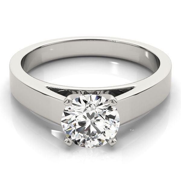 14K WG Wide Square Cathedral Solitaire Engagement Ring Image 2 The Ring Austin Round Rock, TX