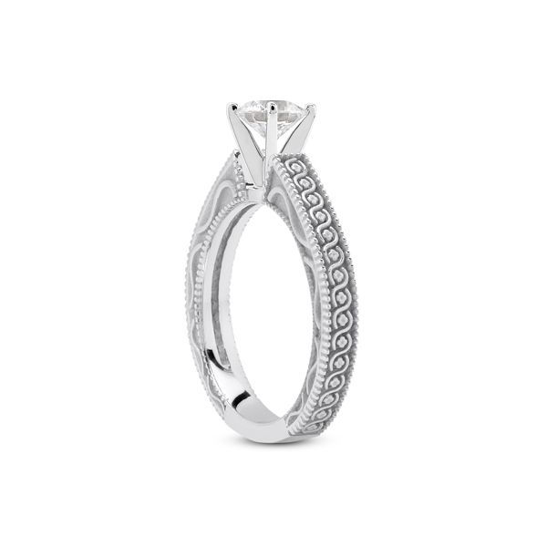 White Gold Solitaire with Pattern Shank Image 2 The Ring Austin Round Rock, TX