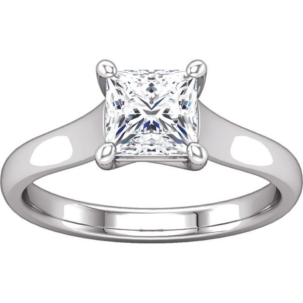 Square Stone Lattice Crown Solitaire Engagement Ring Image 2 The Ring Austin Round Rock, TX