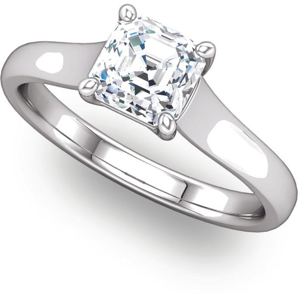 Square Stone Lattice Crown Solitaire Engagement Ring The Ring Austin Round Rock, TX