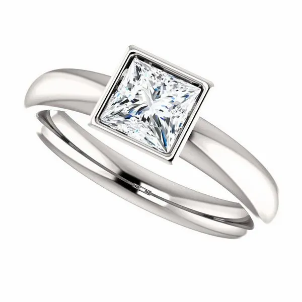 Princess Cut Bezel Solitaire Engagement Ring The Ring Austin Round Rock, TX